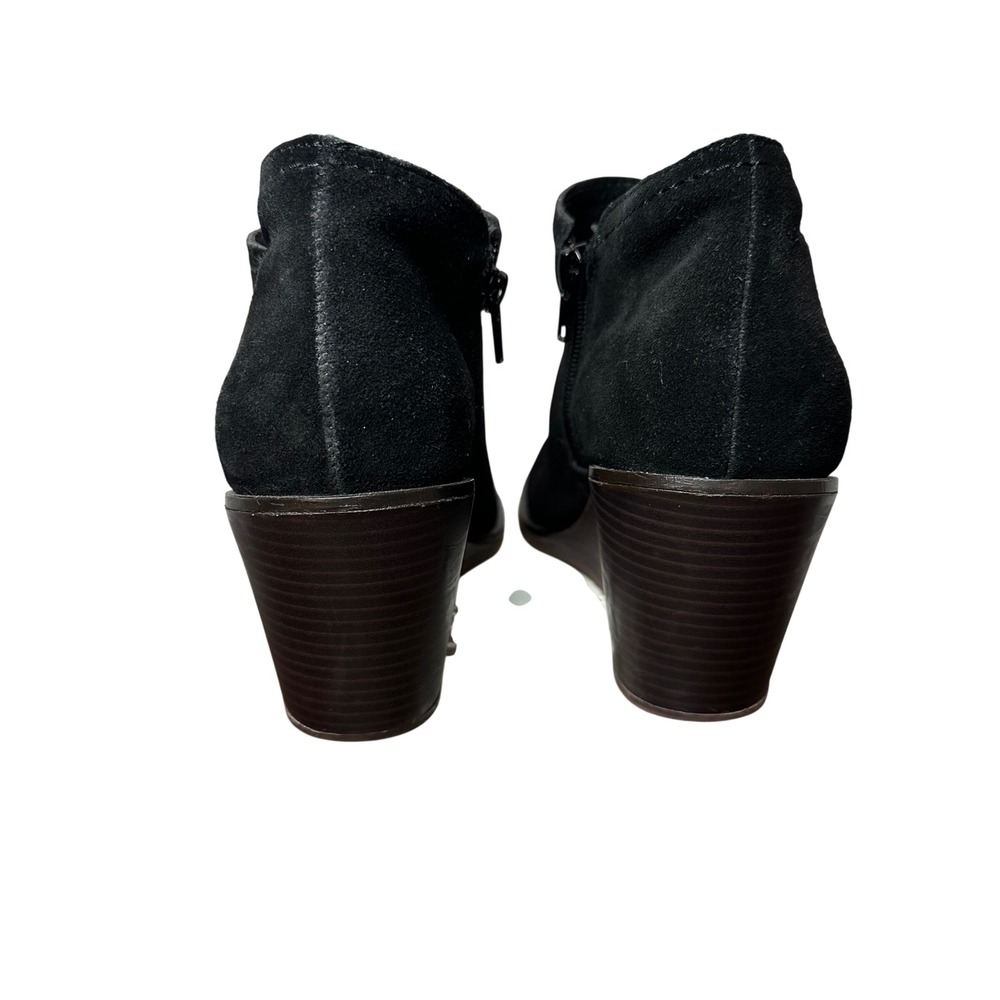 Lucky Brand Womens Black Suede Wedge‎ Ankle Boots Side Zip Almond Toe 8M - Picture 4 of 9